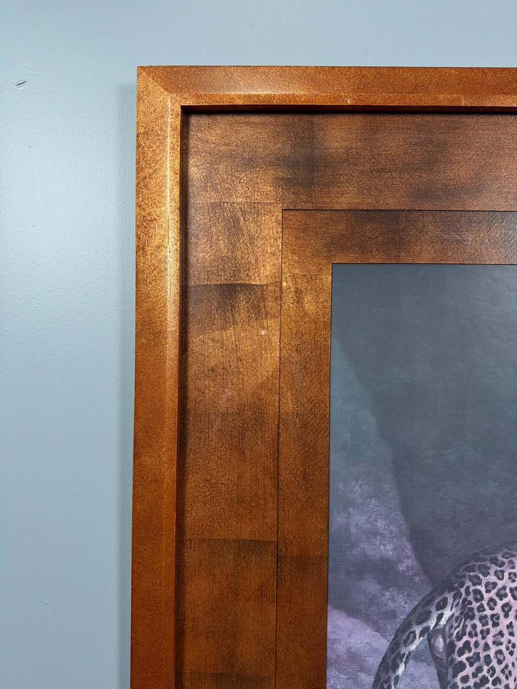 Large Wood Framed Leopard Cheetah Wildlife Print, Big Cat Brown Animal Decor Art