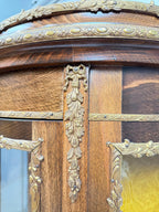 Antique French Louis XV Style Vitrine, Curved Glass Display Cabinet with Hand Painted Panel
