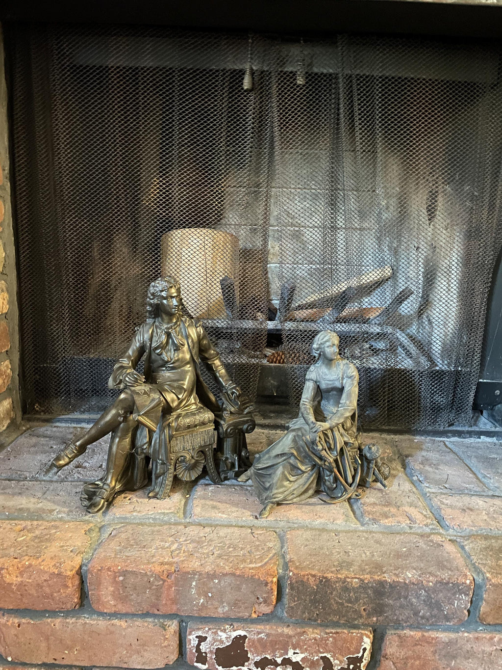 Antique Bronze Figurines Pair of Romantic Style Man and Woman Sculptures Victorian Neoclassical Home Decor Collectible Mantel Ornaments Art