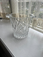 Vintage Cut Crystal Ice Bucket Elegant Starburst Design Heavy Clear Glass Handles Barware Centerpiece Gift Idea Display Timeless Charm