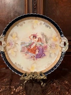 Antique Hand Painted Collectible  Wall Art Plate with Handled.Made in Germany.Free Shipping
