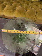 Pairpoint Glass Green Grape Pattern Cut Glass Footed Large Console Bowl.Decorated Bowl Centerpiece Serving Dish Footed Bowl Tableware Dish