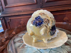 Antique Porcelain Floral Design Yellow Gold & Blue Teacup Saucer.