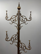 Antique Brass Rococo Revival Coat Stand | Ornate Victorian Entry Hall Tree