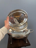 Vintage Silver Plated Chafing Dish, Ornate Baroque Serving Warmer with Lid