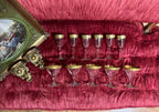 Vintage Gold Rimmed Glassware Set Crystal Dessert Plates Barware Tumblers Wine Glasses Cocktail Goblets Elegant Hollywood Regency Style