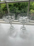 Vintage Crystal Glass Compote Set Floral Patterned Clear Dessert Goblets Elegant Stemmed Bowls Home Display Wedding Table Accents Retro