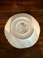 Antique French Limoges Porcelain Bowl Attached Underplate One-Piece Bowl Saucer Hand Painted Roses & Gold Gilt Serving Dish fixed Under-tray