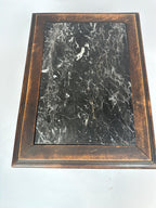 Antique Carved Wood Pedestal Table, Black Marble Top, Victorian Accent Piece