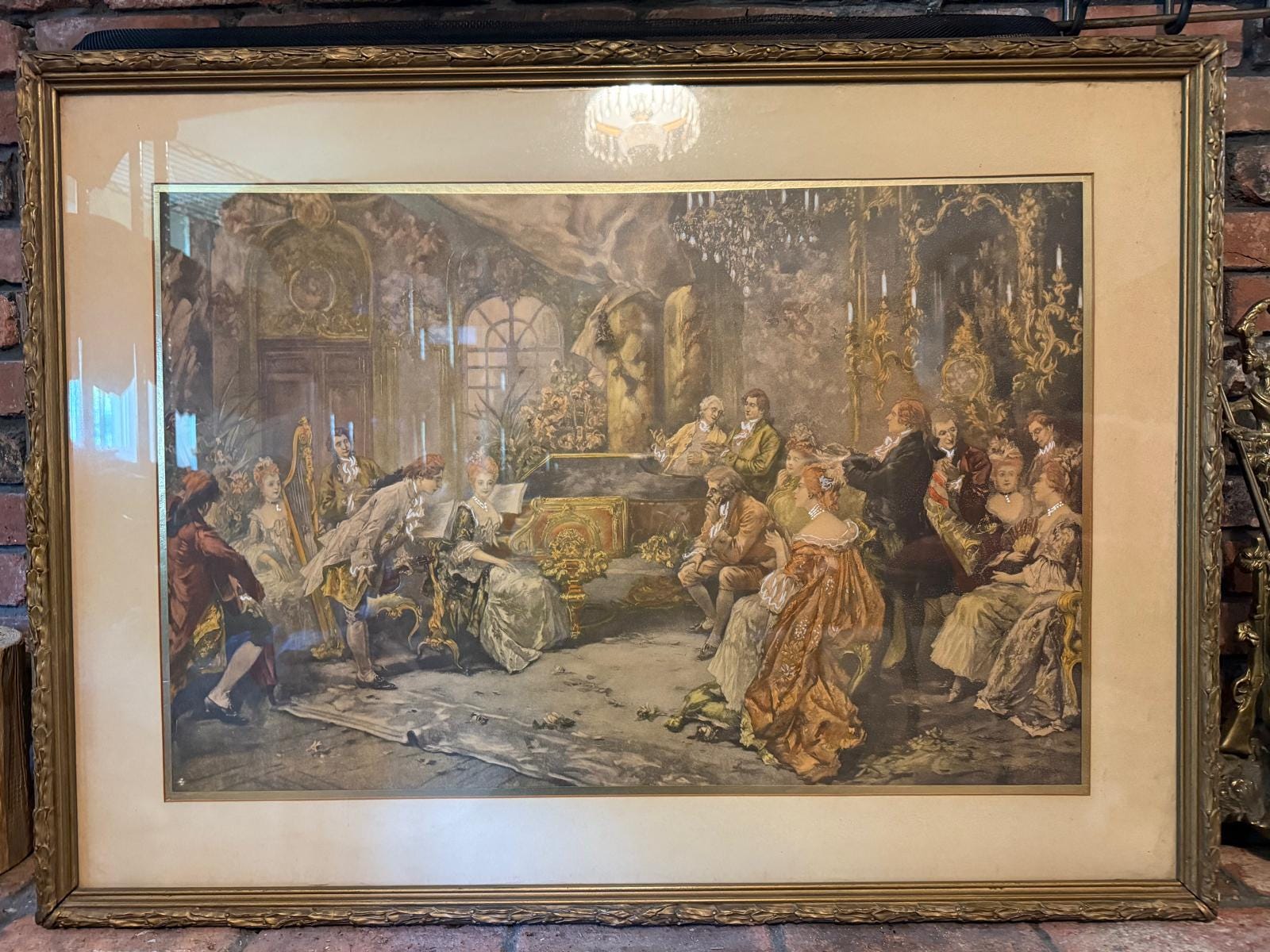 Vintage Framed Rococo Print  Elegant 18th Century Salon Scene Gilded Wall Art Century Salon Scene Gild Ornate Classical Home Decor Wall Art