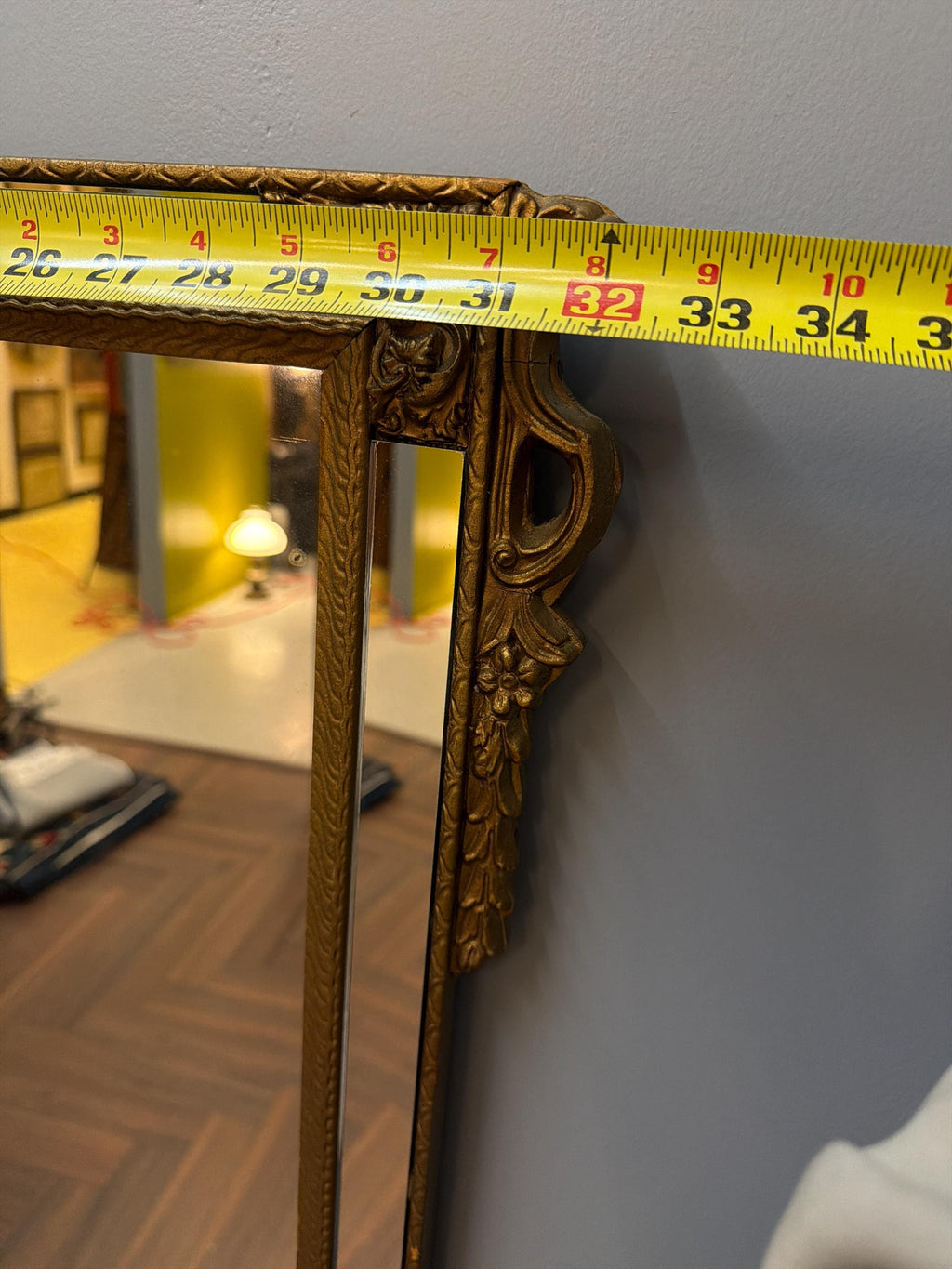 Vintage Gilt Ribbon Mirror, French Style Bow Frame, Hollywood Regency Gold Accent