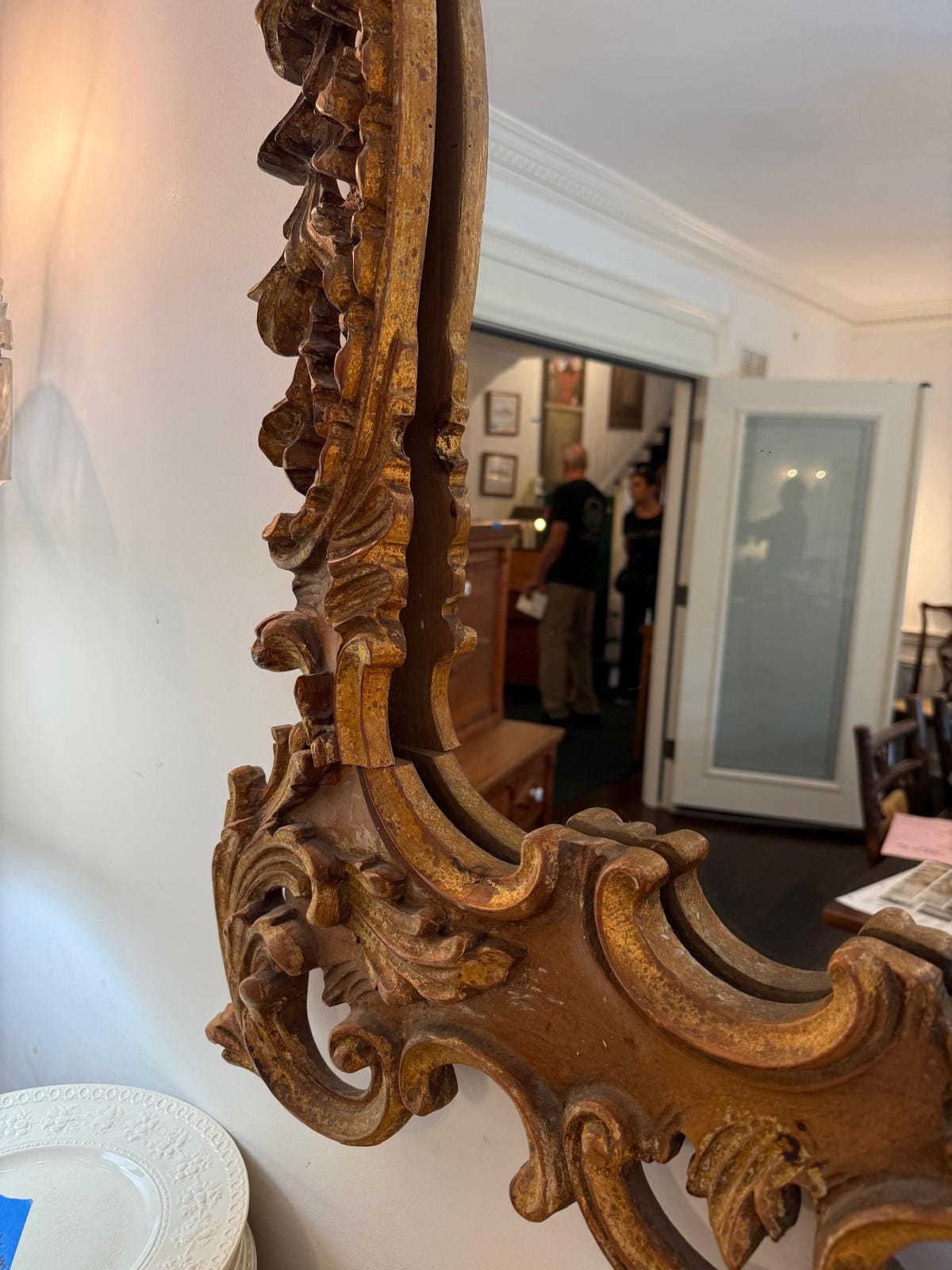 Antique Ornate Gilt Wall Mirror Rococo Baroque Gold Carved Wood Large Decorative Vintage Mirror Entryway Decor French Style Luxurious Mirror