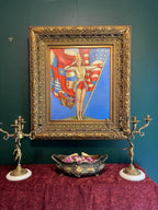 American Pin Up Girl Fourth of July Patriotic Drum Major Large Oil painting Ornate Wood Frame On Canvas American Flag Girl Painting Artwork