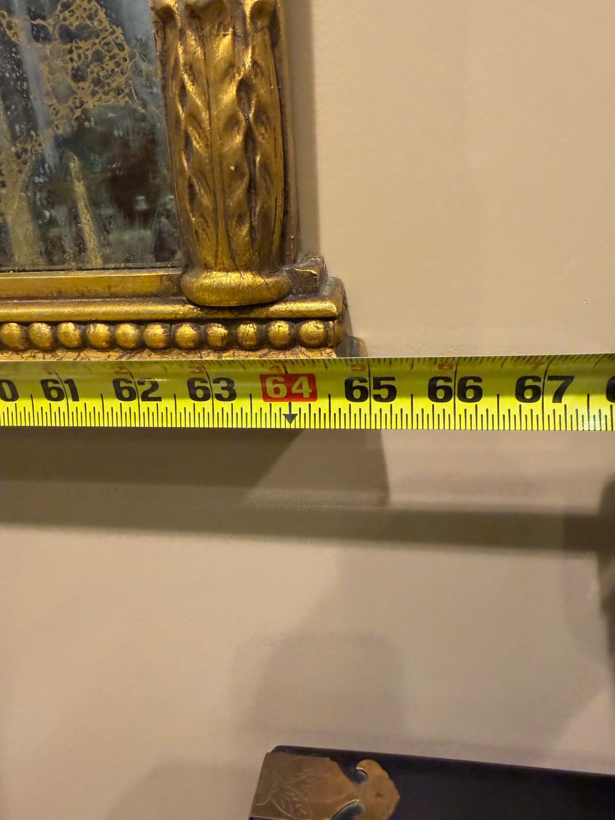 Vintage Gilt Wood Wall Mirror, Triple Panel French Neoclassical Style, 65" 46"