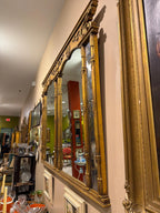 Vintage Gilt Wood Wall Mirror, Triple Panel French Neoclassical Style, 65" 46"