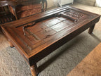 Antique Handcrafted Old Reclaimed Window Centre Table Coffee Table Bhurma Teak End Table Jarokha 1850s Unique Rustic Architectural Charm