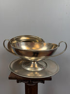 Vintage French Silver Plate Tureen With Underplate, Double Handle Serving Dish