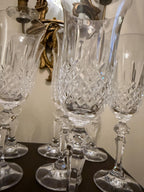 Vintage Cut Crystal Wine Glasses Set of 7 Faceted Stemware with Flared Rims  Elegant European Style Clear Glass Goblets Glassware Set