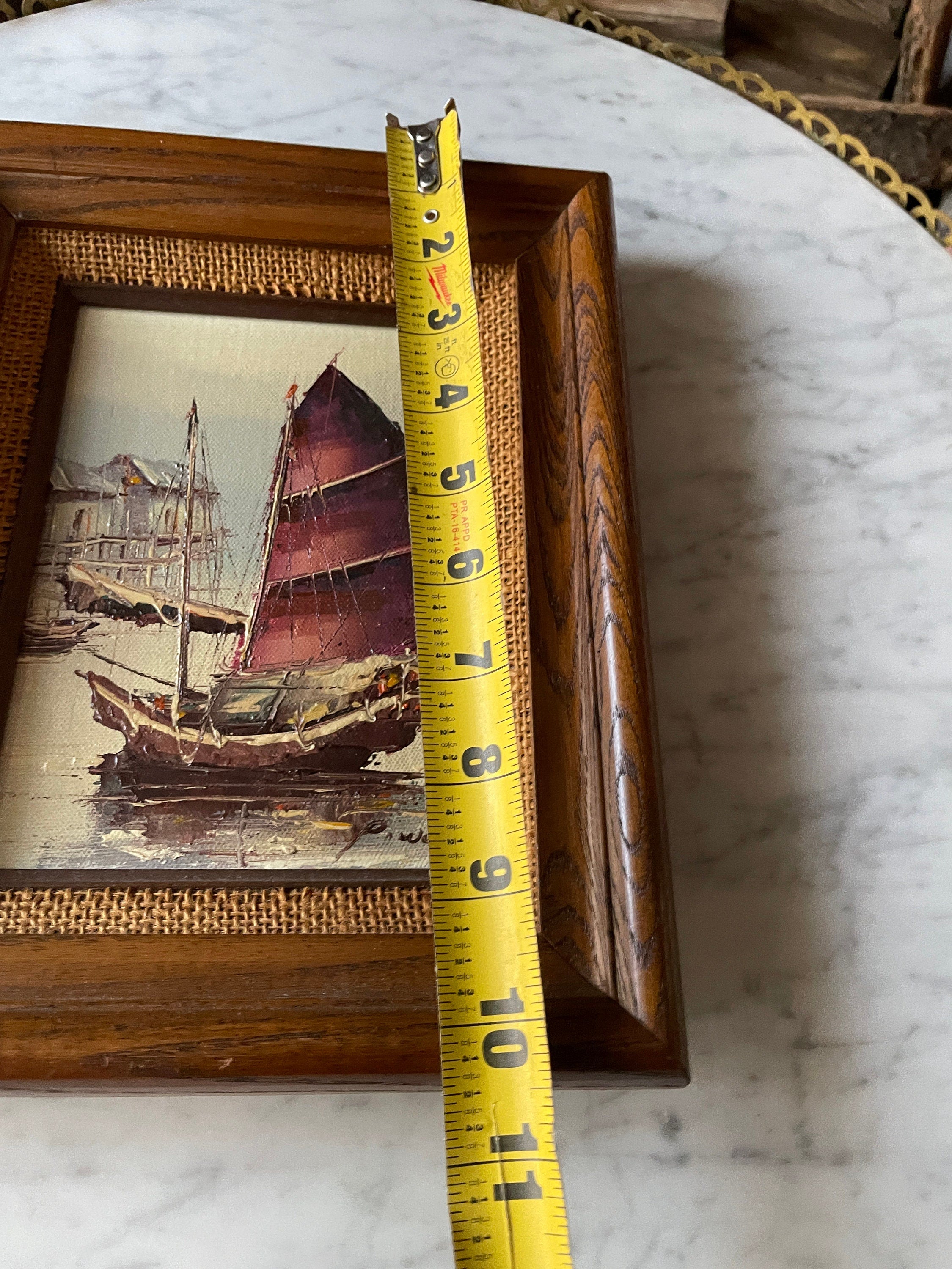 Vintage Framed Oil Painting Sailboat Artwork Coastal Scene Unique Decorative Wall Art Classic Home Décoration Elegant Maritime Wall Accent