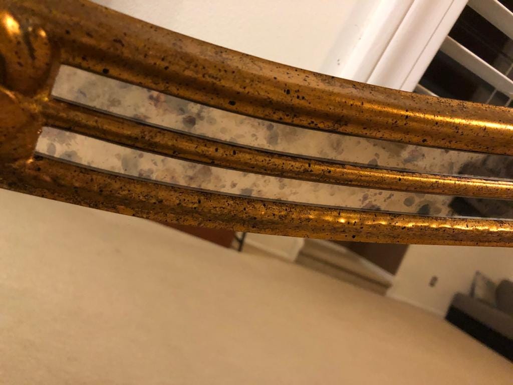 Antique Gold Leaf Wall Mirror Large Ornate Frame Statement Decoration Elegant French Style Accent Piece Vintage Inspired Home Decoration