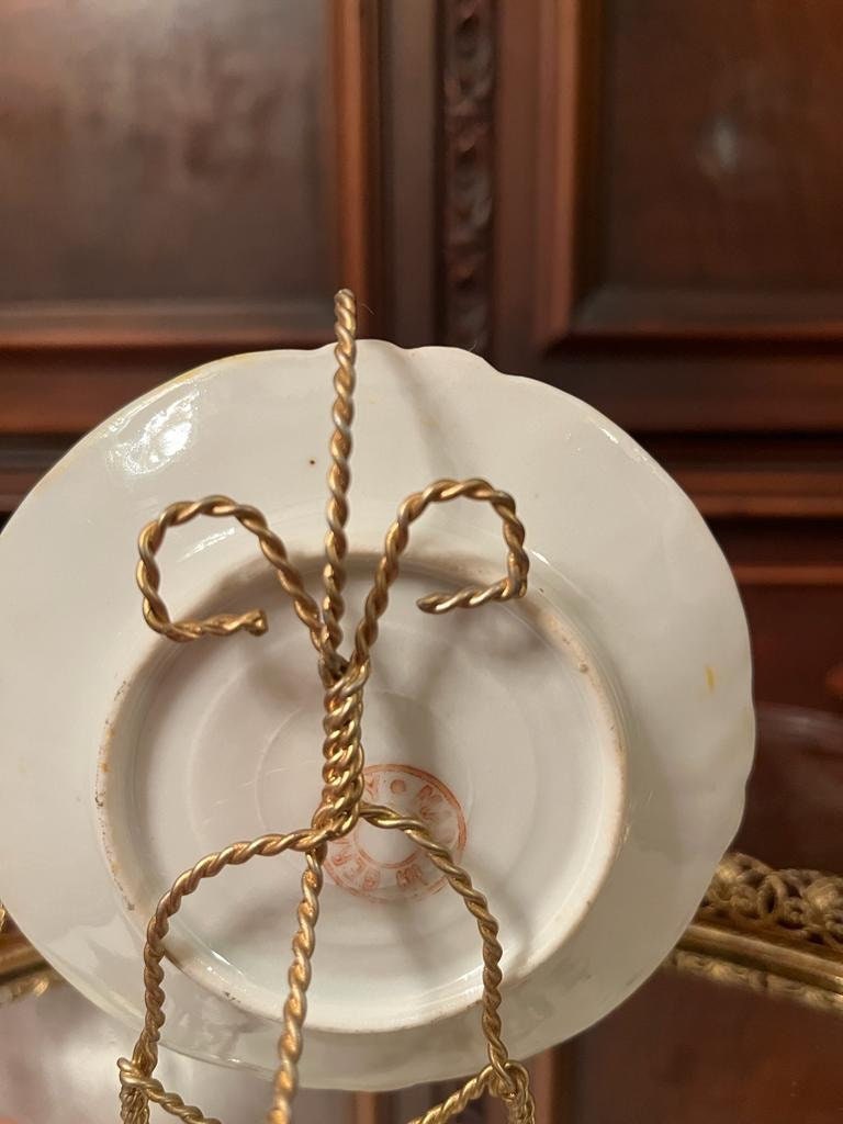 Vintage Yellow Ornate Porcelain Teacup Set Japanese Rococo Baroque Style Embossed Design Collectible Display Piece Japan Marked Elegant
