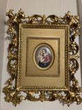 Antique KPM Porcelain Rare Oil Painting of Madonna on an Oval porcelain plaque Gold Gilwood Framed