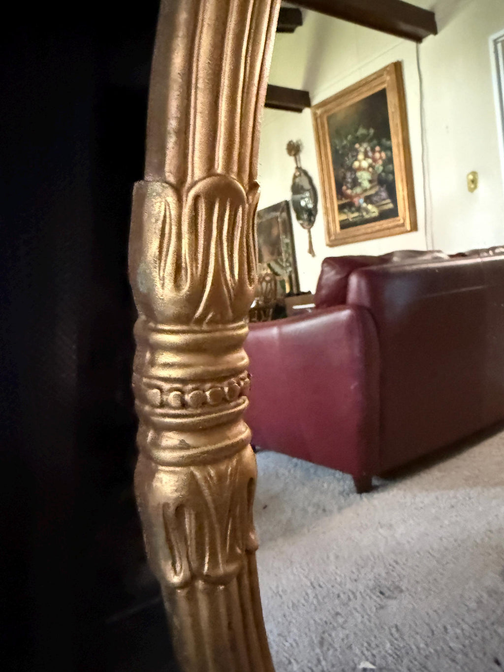 Vintage Oval Gold Ornate Mirror, Federal Style Wall Accent