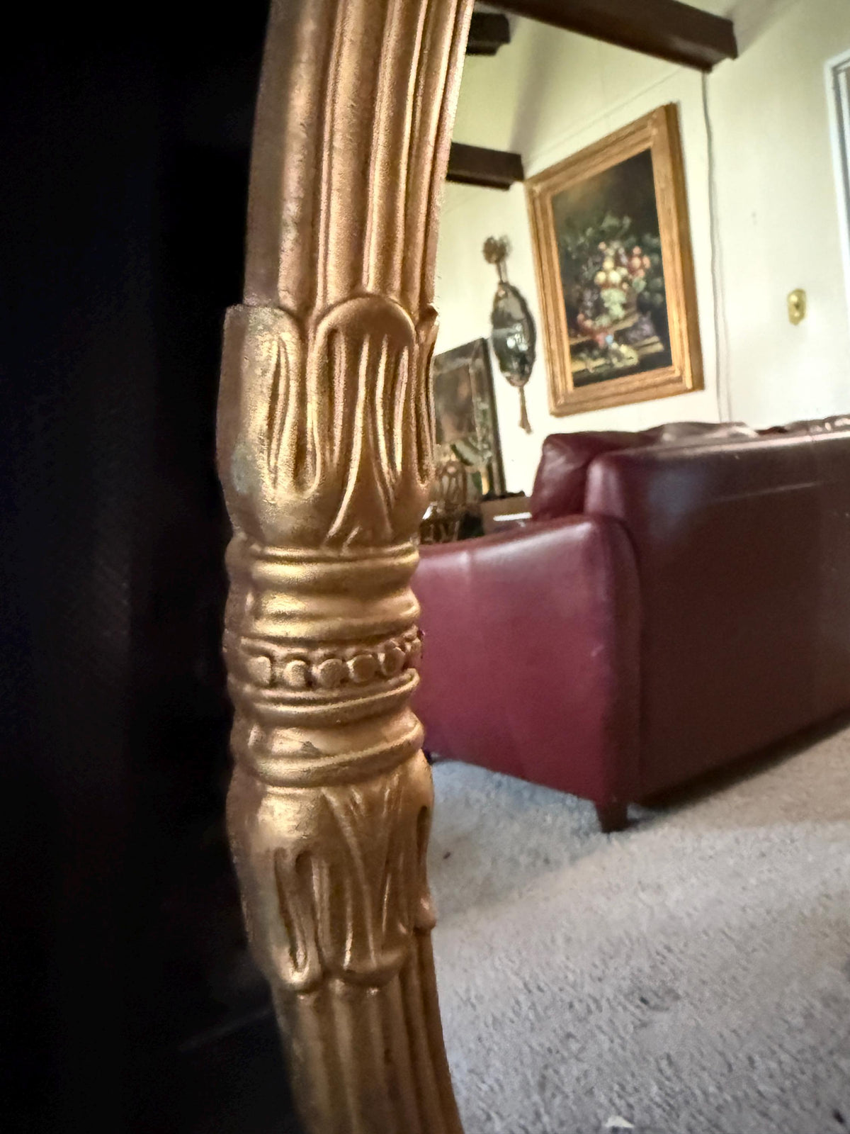 Vintage Oval Gold Ornate Mirror, Federal Style Wall Accent