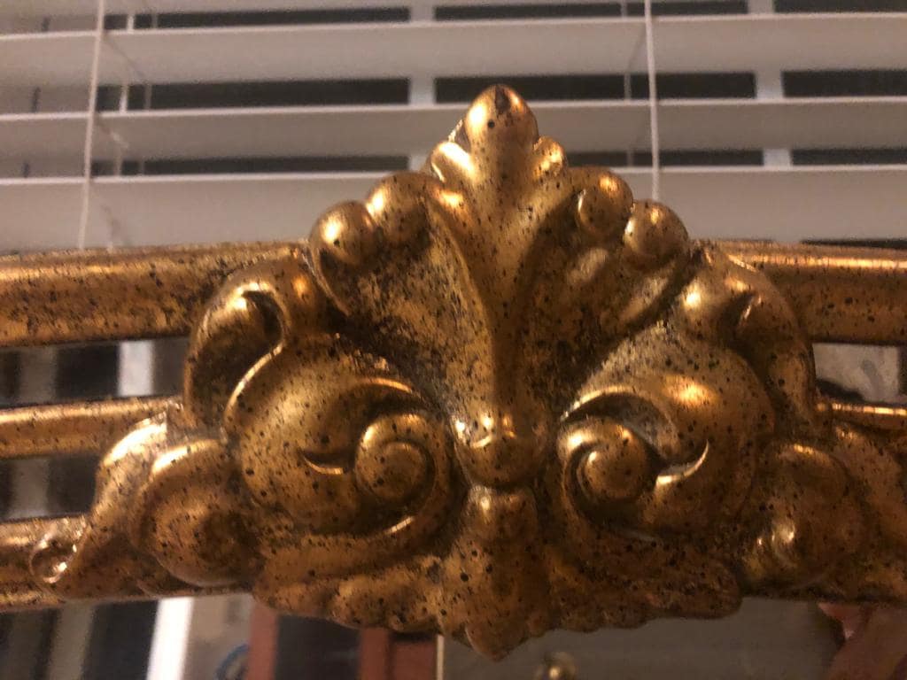 Antique Gold Leaf Wall Mirror Large Ornate Frame Statement Decoration Elegant French Style Accent Piece Vintage Inspired Home Decoration
