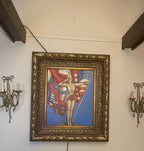 American Pin Up Girl Fourth of July Patriotic Drum Major Large Oil painting Ornate Wood Frame On Canvas American Flag Girl Painting Artwork