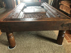 Antique Handcrafted Old Reclaimed Window Centre Table Coffee Table Bhurma Teak End Table Jarokha 1850s Unique Rustic Architectural Charm
