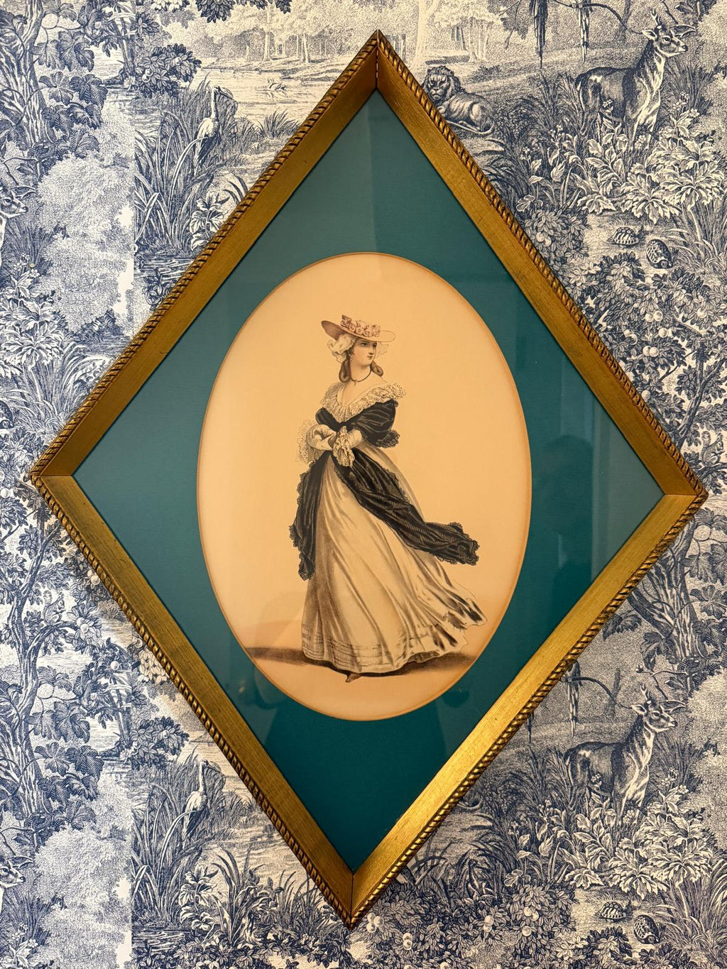 Vintage French "Costumes des Coeurs” Print Louis VIII His Mistress Matted Wall Art Historical Fashion Prints Collectible Gold gild Frames