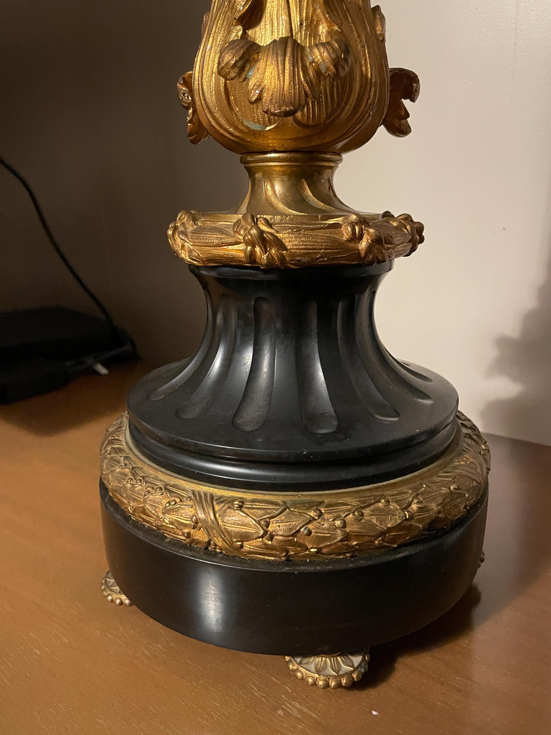 Antique Brass Candelabra Lamp Elegant Shade Vintage Ornate Lighting Decorative Table Lamp Luxurious Home Décor Timeless Classic Piece Lamp