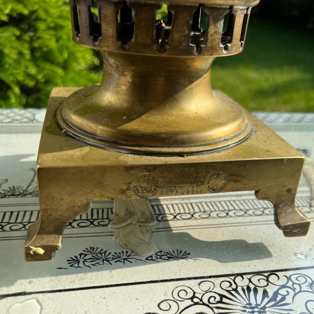 Antique Russian Brass Samovar Tula Imperial Stamps Ornate Faucet Tea Urn Czarist Era Collectible Kitchen Decoration Vintage Russian Teapot