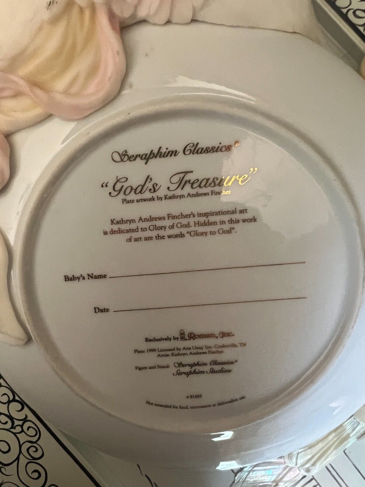 Seraphim Classics Gods Treasure Angel Baby Plate Figurine Art Collectible Stand Display Blessing Gift Christening Keepsake Nursery Decor