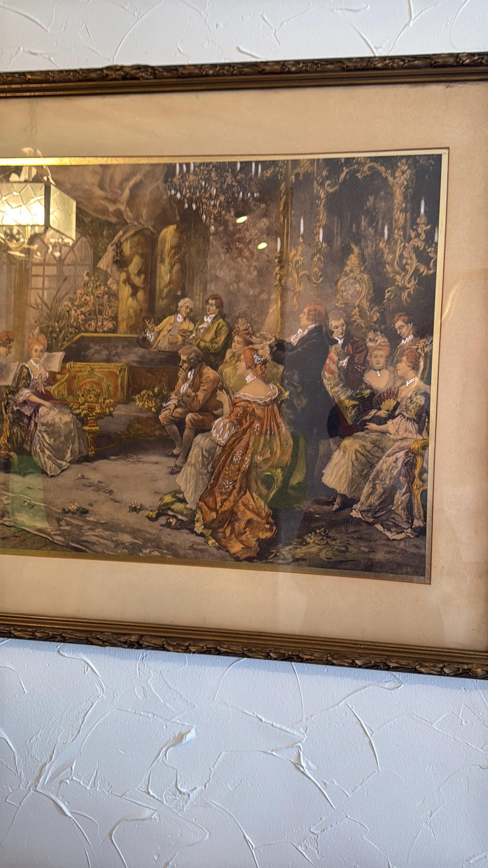 Vintage Framed Rococo Print  Elegant 18th Century Salon Scene Gilded Wall Art Century Salon Scene Gild Ornate Classical Home Decor Wall Art