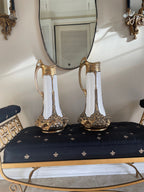 Pair of Antique Gold Gilded Porcelain Art Nouveau Austria Pottery Tall Vases by Julius Dressler Collectible Home Decor Rare Unique Pieces