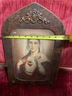 Antique Framed Virgin Mary Print - Catholic Wall Art, Home/Church Decoration Immaculate Heart of Mary