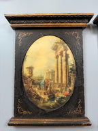 Vintage Pair Neoclassical Grand Tour Wall Panels Roman Ruins Architectural Prints Framed Art