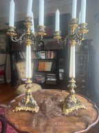 Pair of Empire Style Gilt-and Patinated-Bronze Candelabra 4 Arms