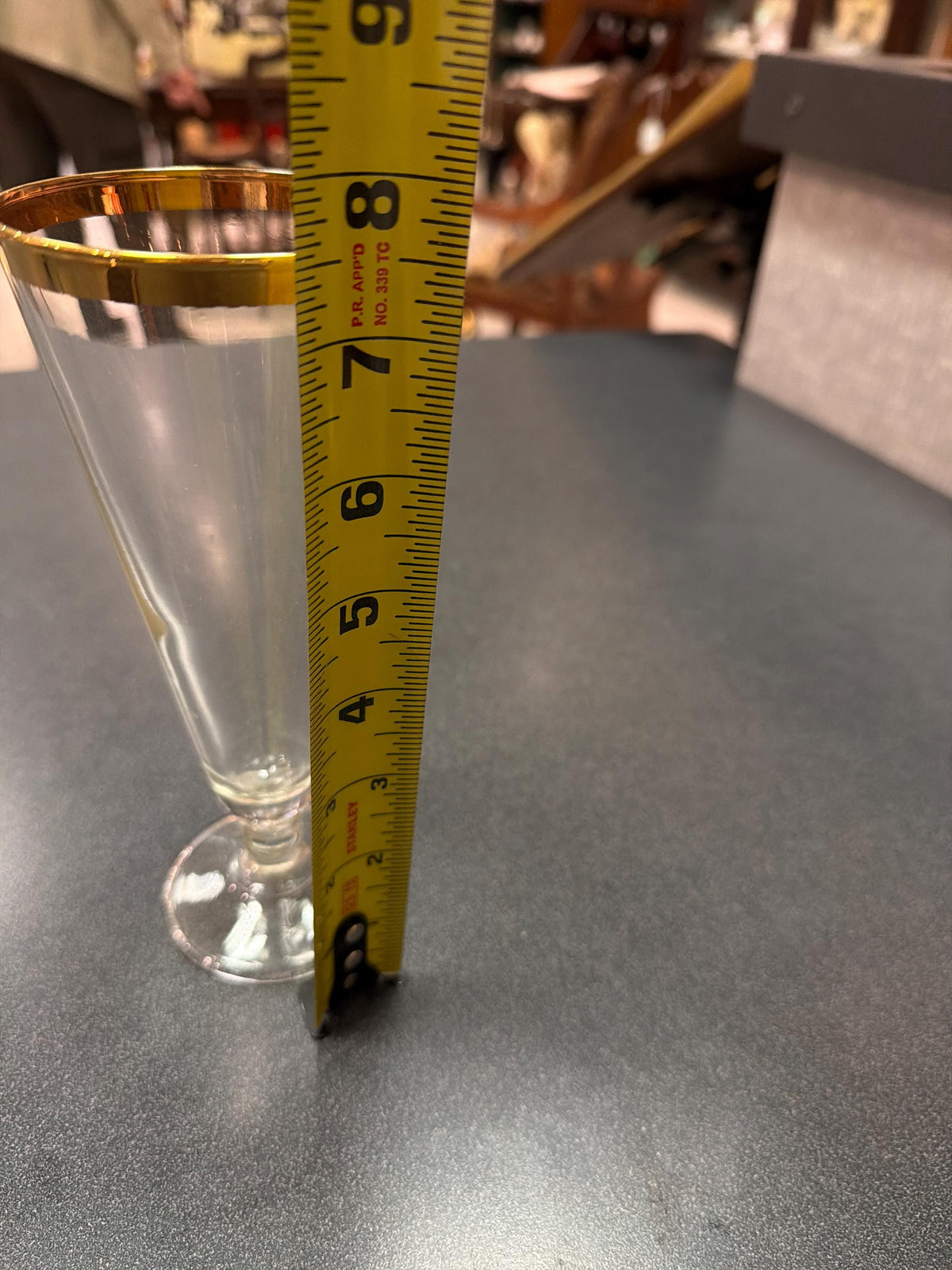 Vintage Gold Rim Champagne Flutes Set of 6 Clear Glass Tapered Mid Century Elegant Barware