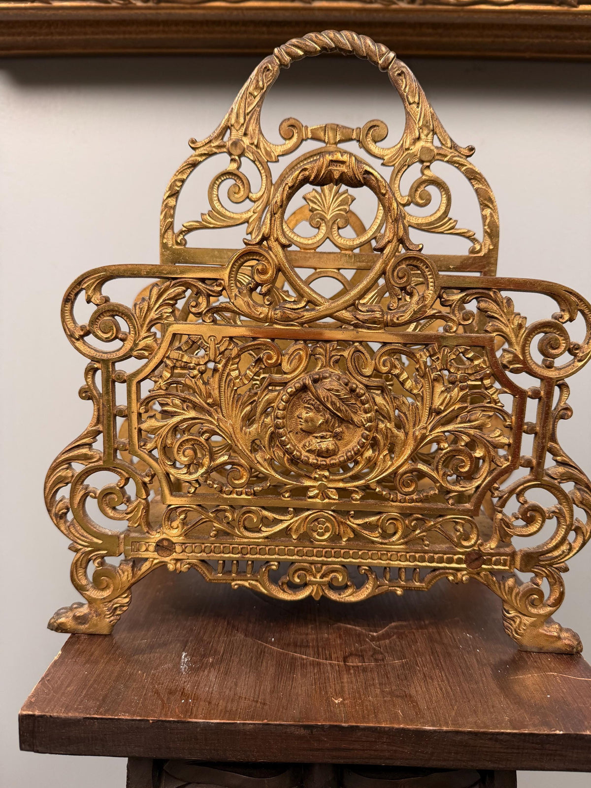 Antique Cast Iron Letter Magazine Holder Ornate Victorian Desk Organizer  Bradley  Hubbard B&H