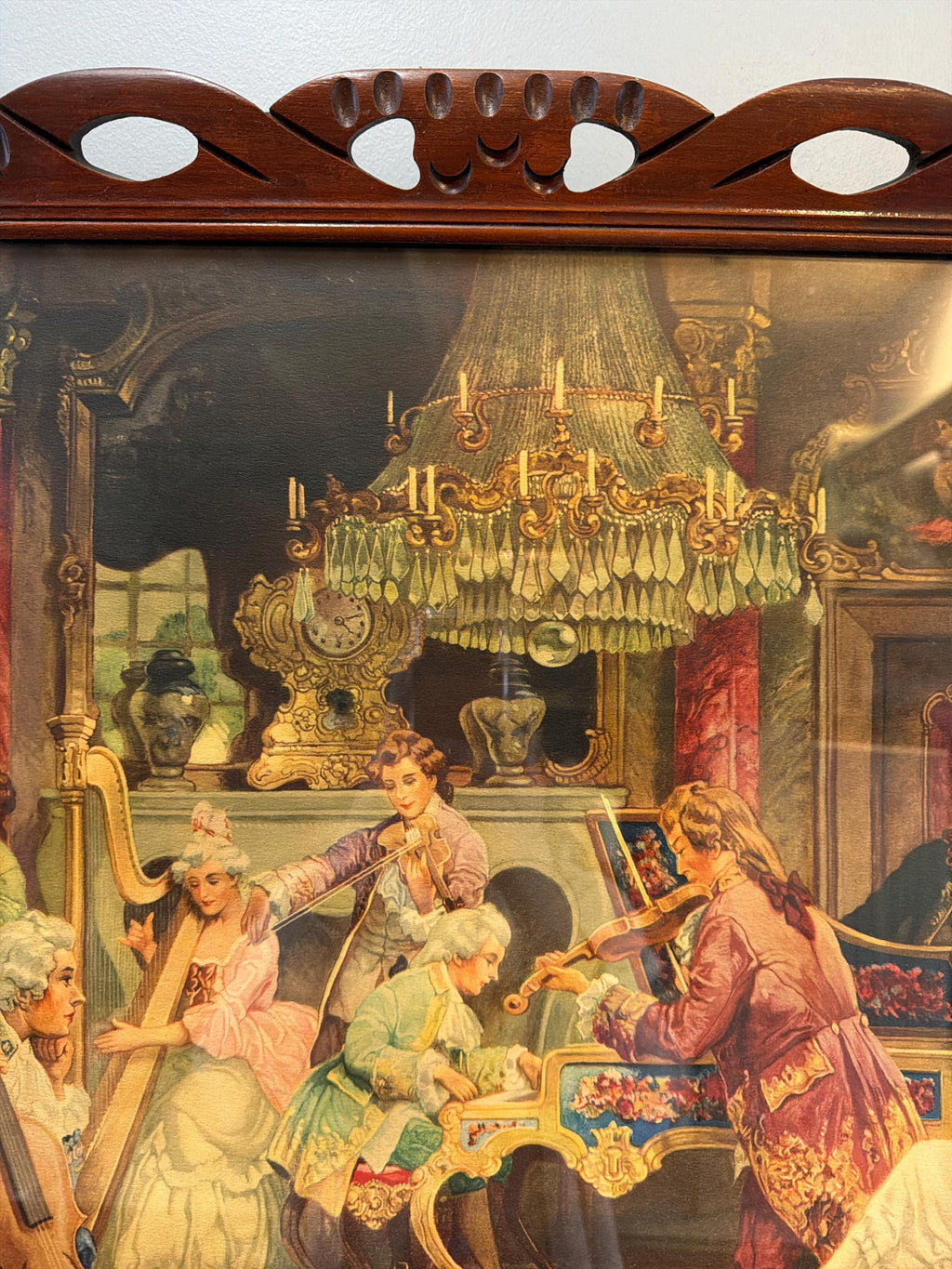 Large Music Scene Framed Print, Ornate Wood Frame, Vintage Victorian Wall Art