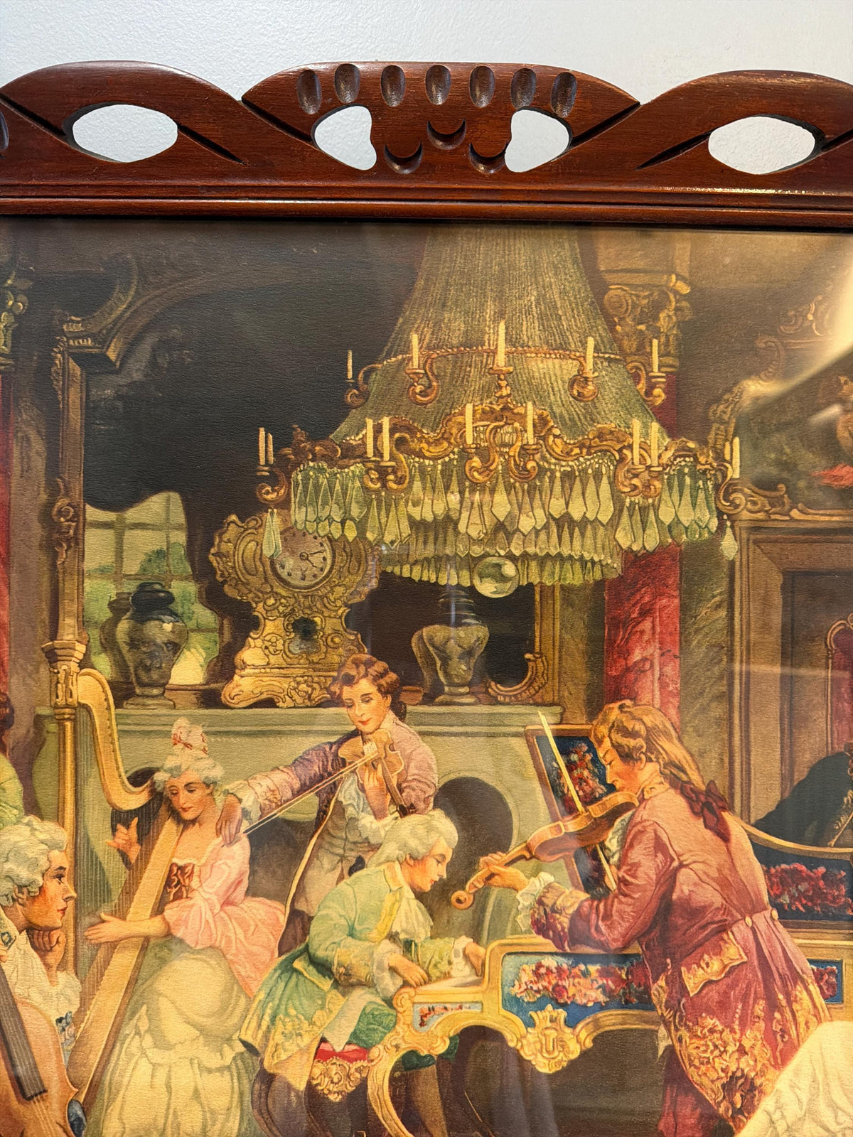 Large Music Scene Framed Print, Ornate Wood Frame, Vintage Victorian Wall Art