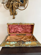 Antique Victorian Glove Box Lady Portrait Lithograph Floral Design Jewelry Storage Box 19th Century Collectible Jewelry Box Vanity Box