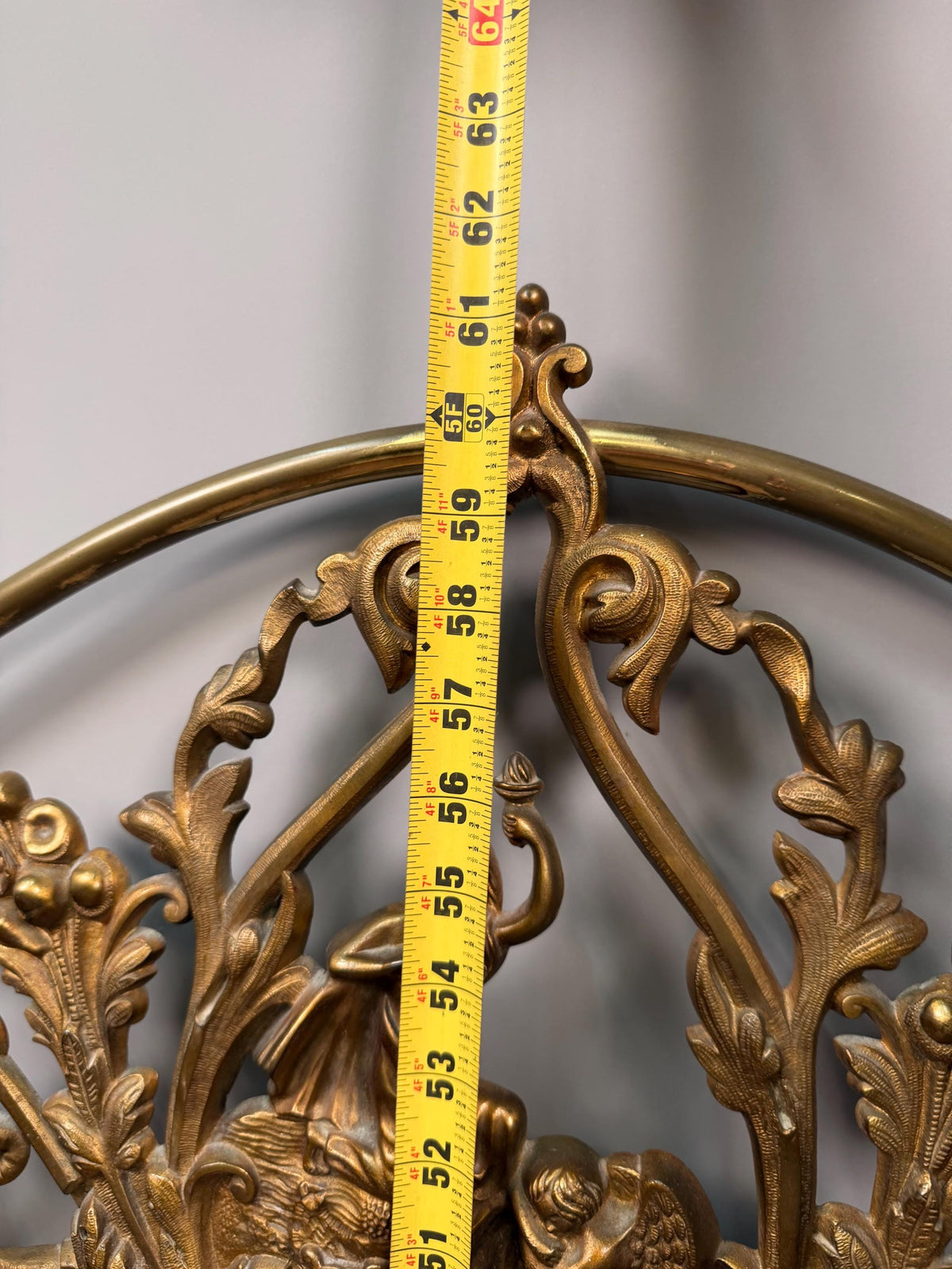 Antique Victorian Headboard Peyton & Peyton Birmingham Brass Iron Bedstead, 19th Century