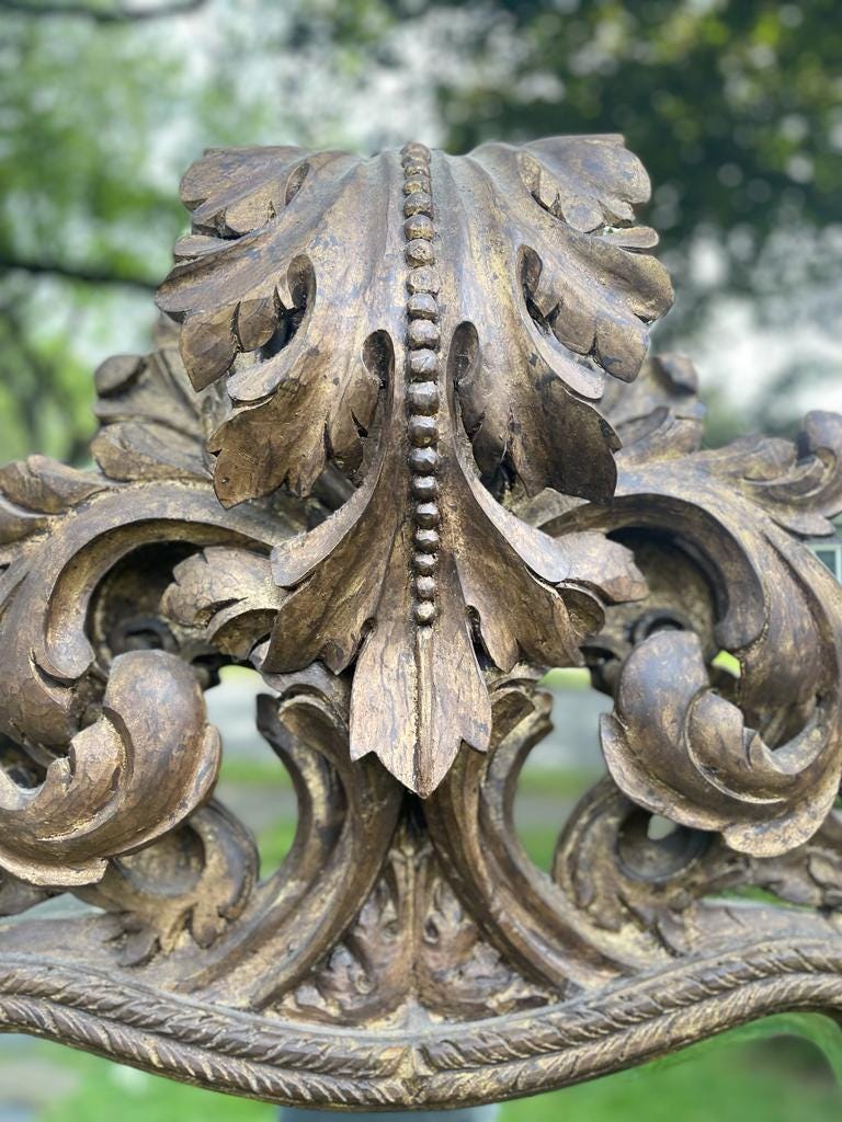 Antique Oversized Ornate Gold Wall Mirror Hand Carved Rococo Baroque Style Statement Piece Elegant Home Decor Collector Favorite