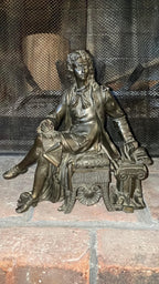 Antique Bronze Figurines Pair of Romantic Style Man and Woman Sculptures Victorian Neoclassical Home Decor Collectible Mantel Ornaments Art