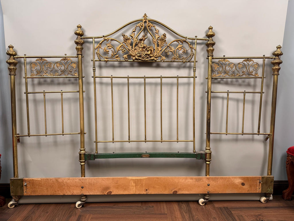 Antique Victorian Headboard Peyton & Peyton Birmingham Brass Iron Bedstead, 19th Century