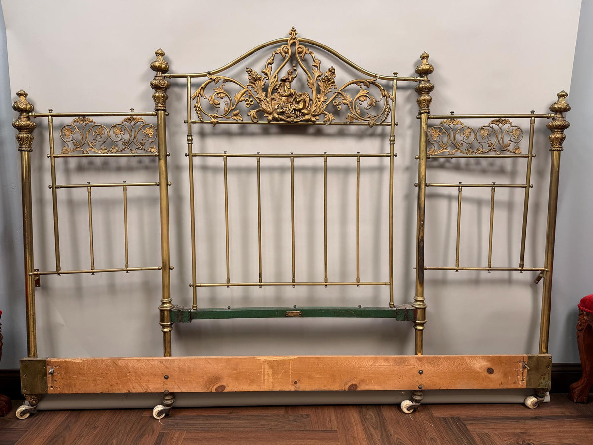 Antique Victorian Headboard Peyton & Peyton Birmingham Brass Iron Bedstead, 19th Century